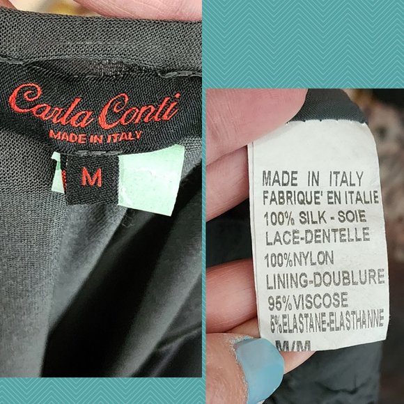 Carla Conti Black Floral Silk Lace Overlay Dress Whimsigoth - Picture 5 of 5